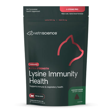 Front of the VetriScience Extra Strength Lysine Immunity Health bag