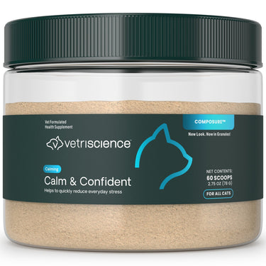 Front of VetriScience Calm & Confident Powder for cats package