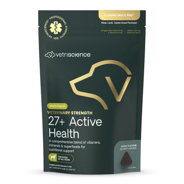 Front of VetriScience Veterinary Strength 27+ Active Health bag