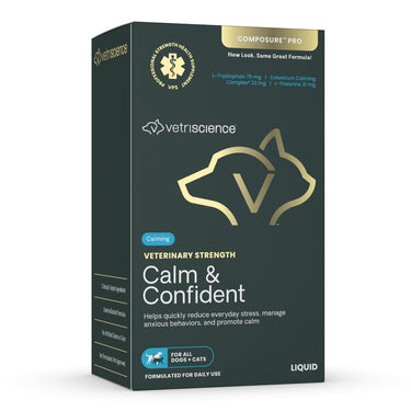 Front of the VetriScience Veterinary Strength Calm & Confident Liquid package